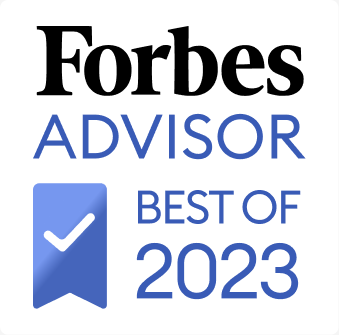 Picture of badge designating Forbes Advisor Award. Best of 2023.