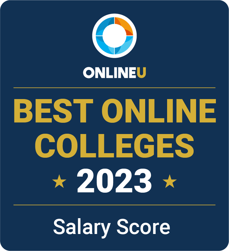 Badge for OnlineU Best Colleges of 2023.