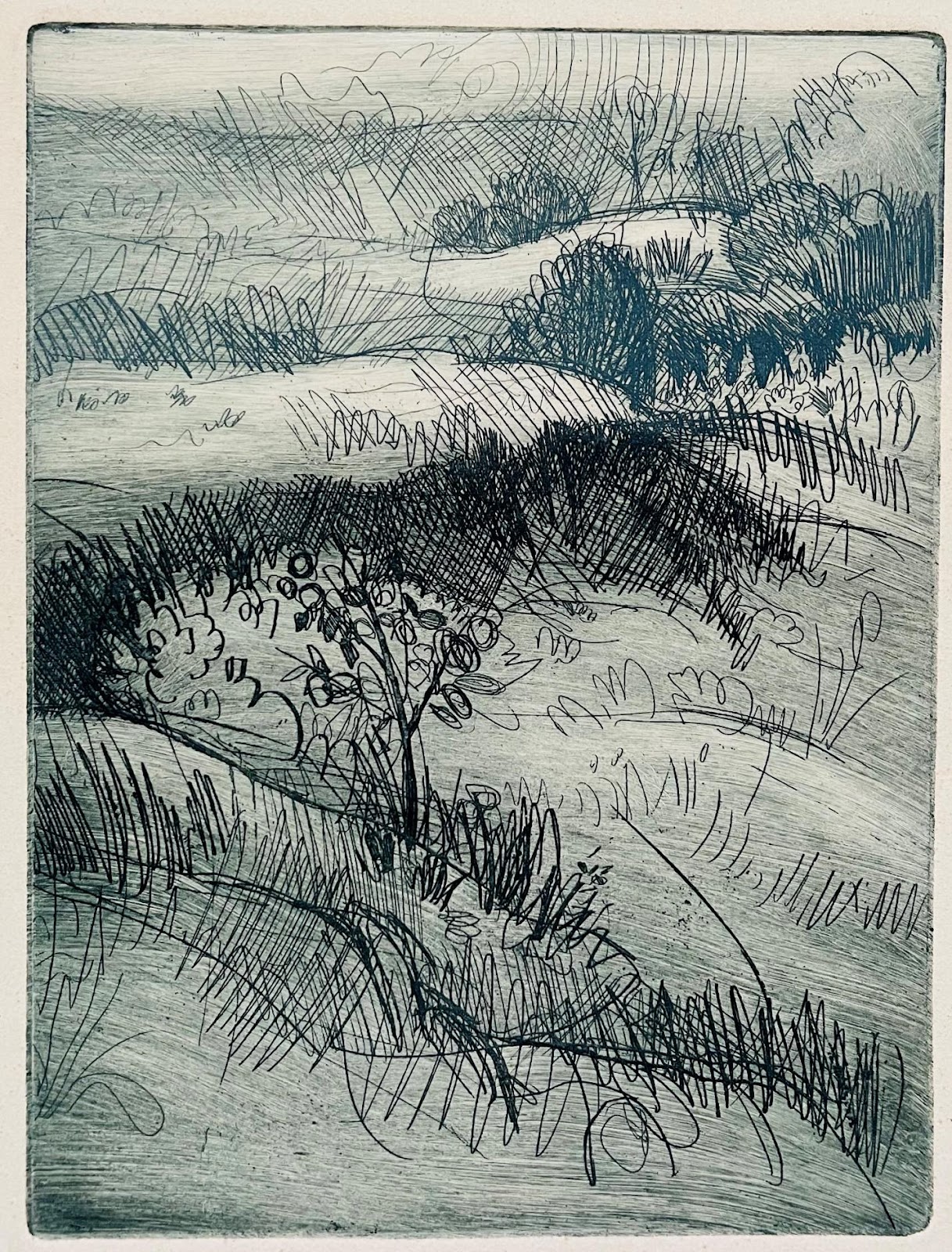 untitled circa 1965 etching on cason paper landscape