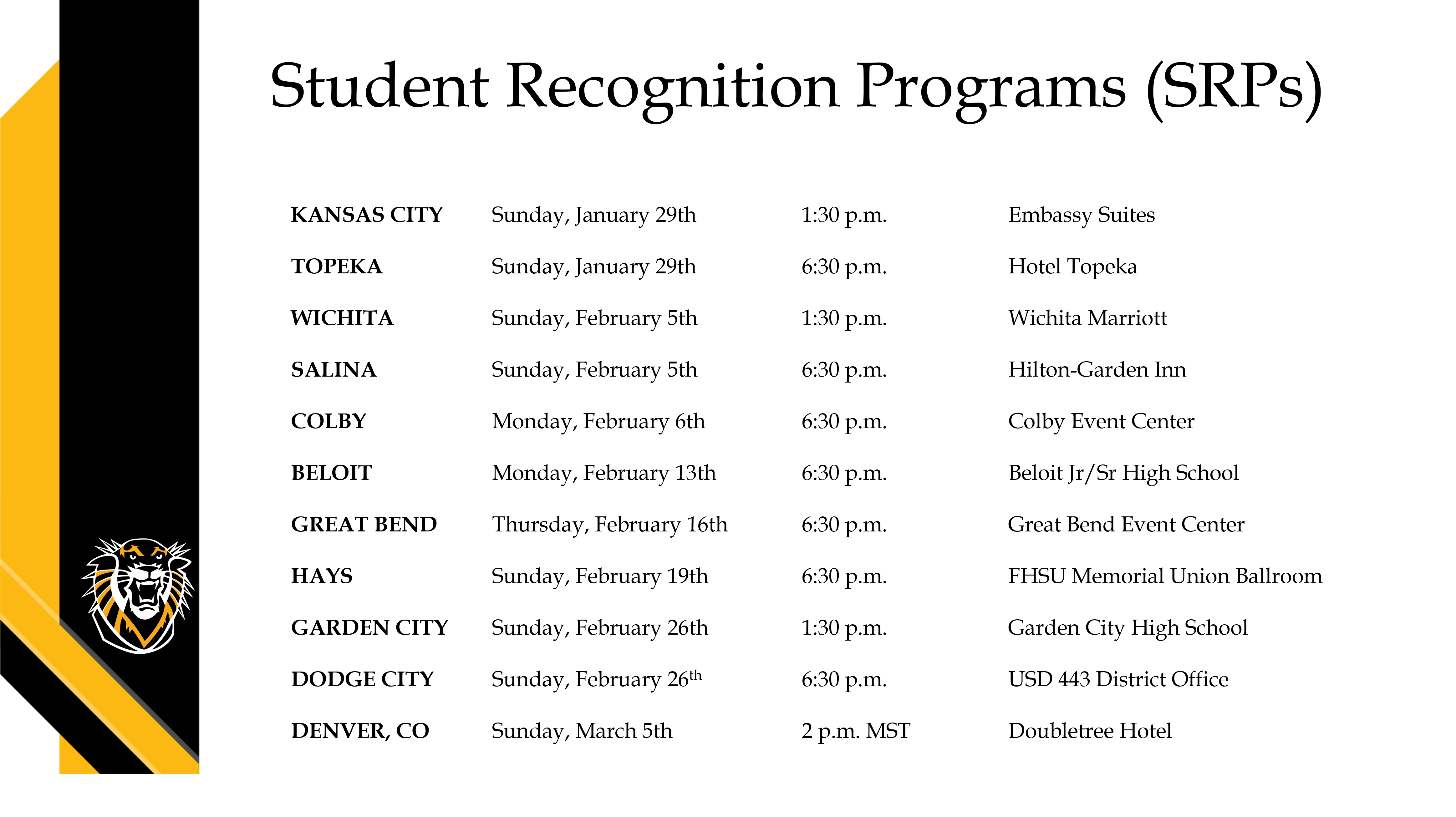 Student Recognition Programs (SRPs) - 2023