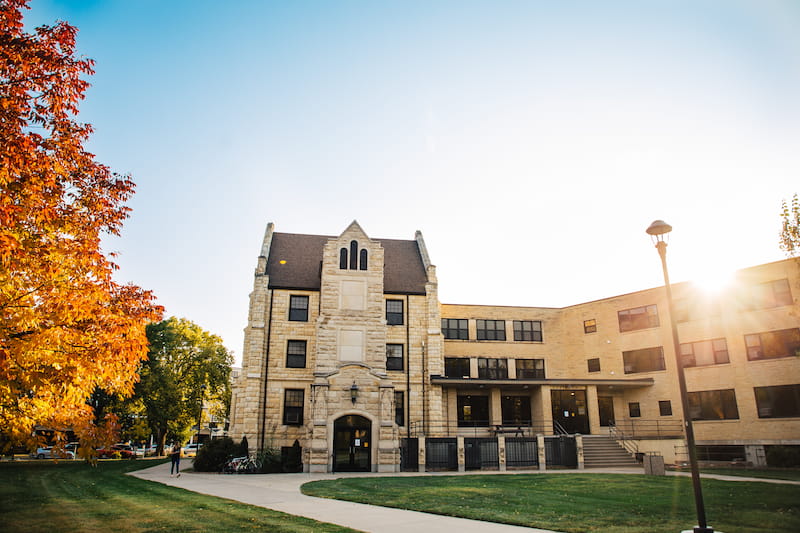 Custer Hall from the backyard lawn!