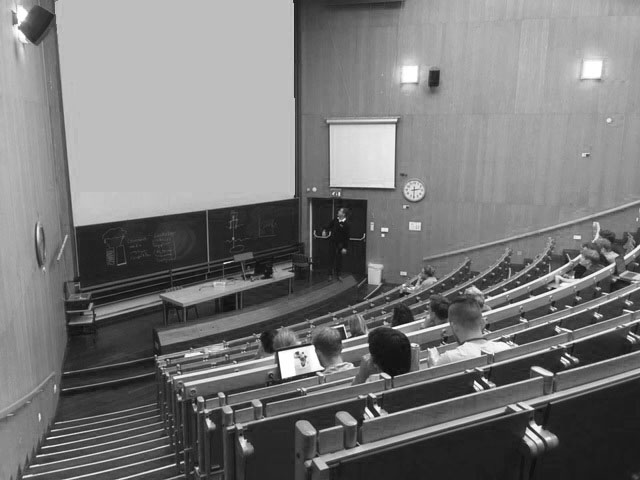 Dr. Lloyd conducting a lecture on sustainability at Radboud University in Nijmegen, Netherlands.