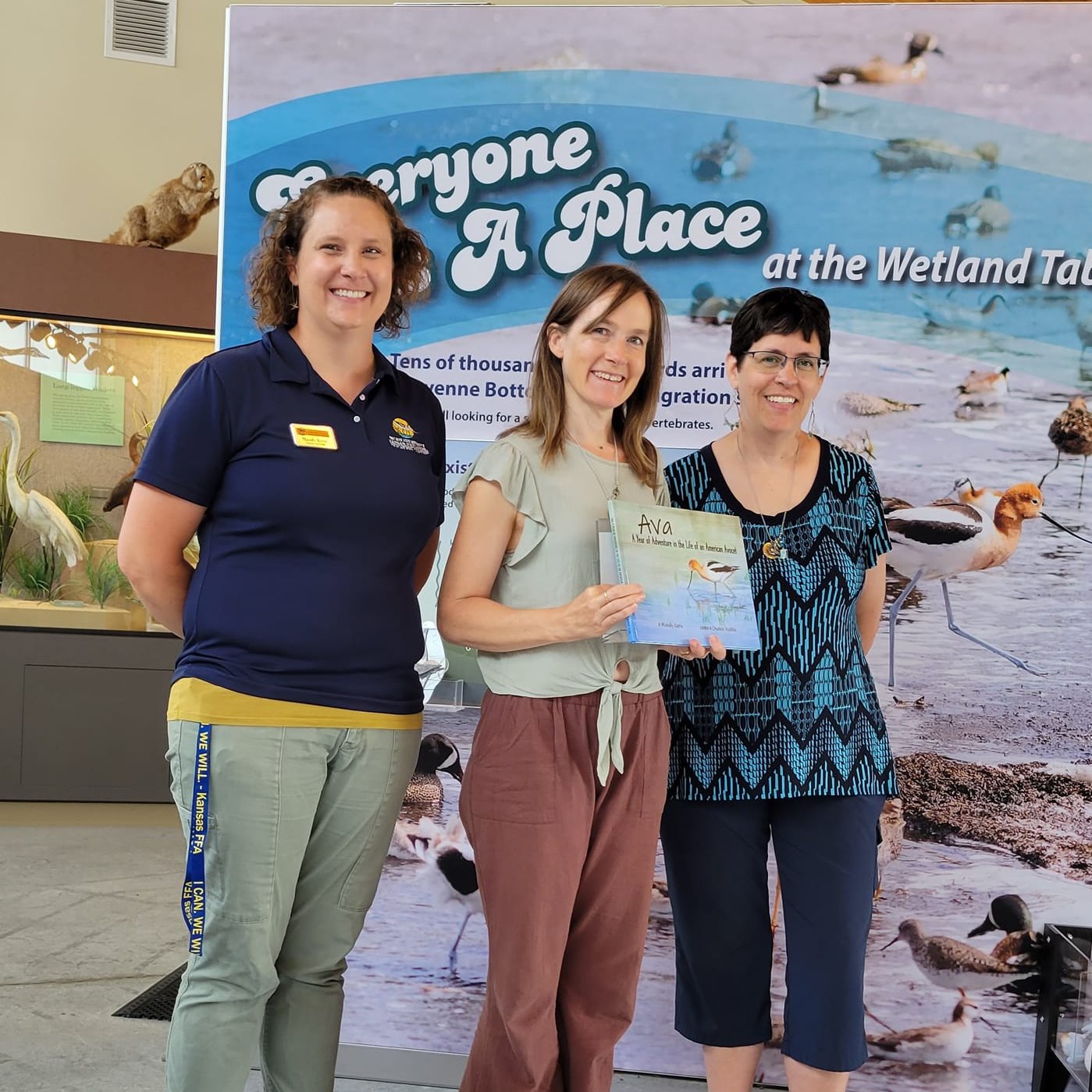 Mandy Kern is on the left,  Onlaee Nicklin (middle) is the illustrator, and publisher Tracy Million-Simmons with Meadowlark Press (right). 