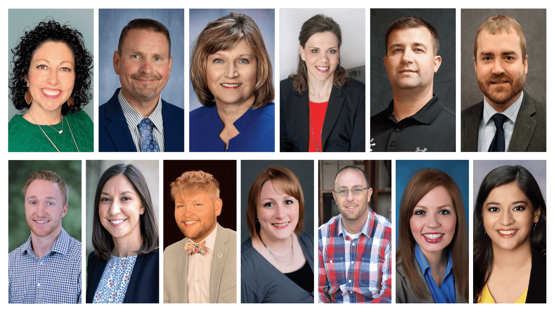 Ashley Adorante, Clint Albers, Dr. Christie Brungardt, Jenna Dempewolf, Shane DeWald, Josh Dreher, Baron Green, Alma Hidalgo-Blankinship,Bryson Homman, Dr. Kaley Klaus, Brian Moore, Regan Reif, and Haydee Zamora.