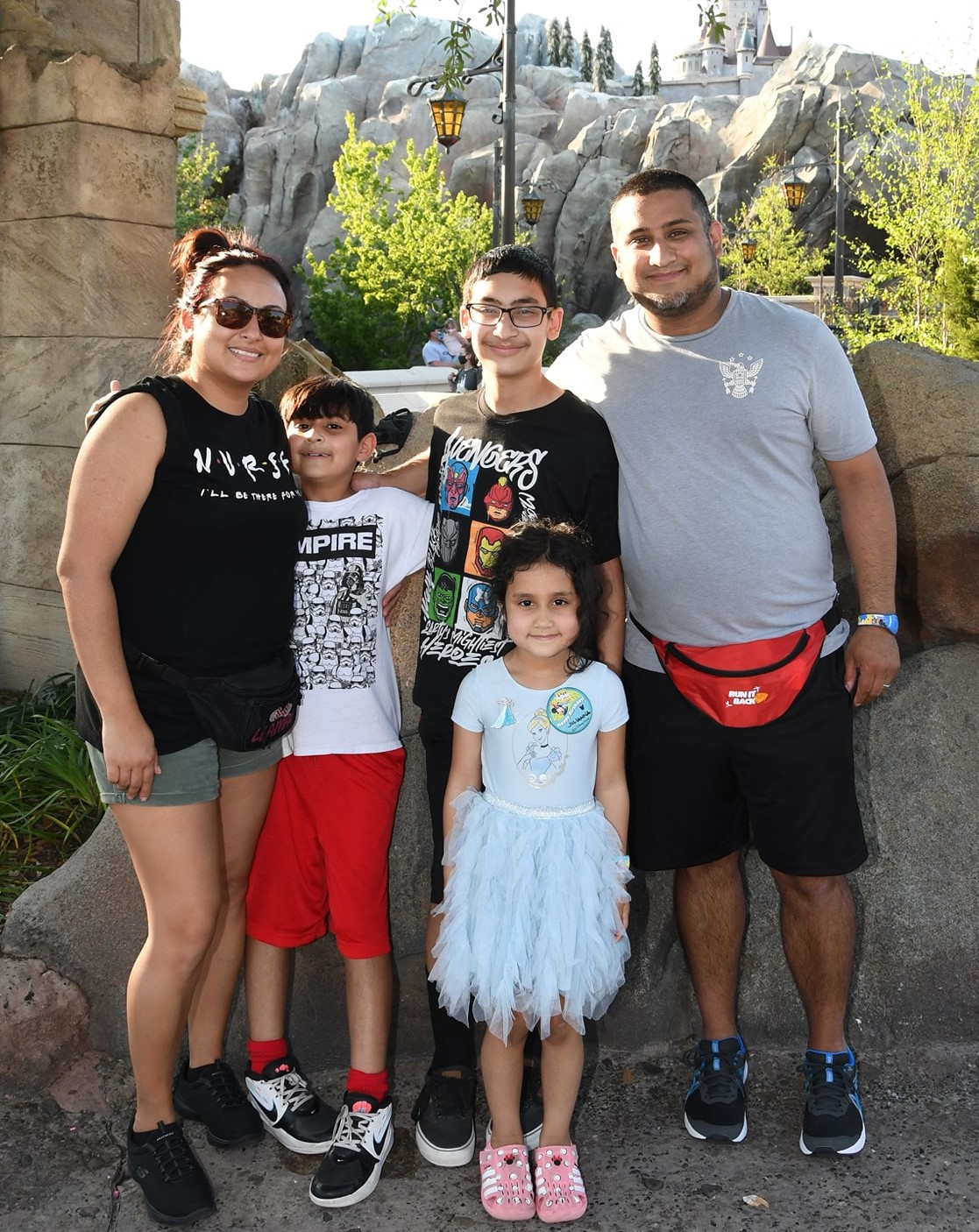 Juanita, Robert, Dominic Jr, Julianna, and Dominic Sr. on vacation at Disney World