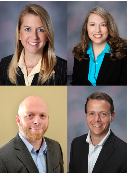 Four FHSU RCOBE faculty of the year recipients are from top left, Dr. Stacy Smith, Dr. Christina Glenn, Dr. Shane Schartz, and Dr. Robert Lloyd