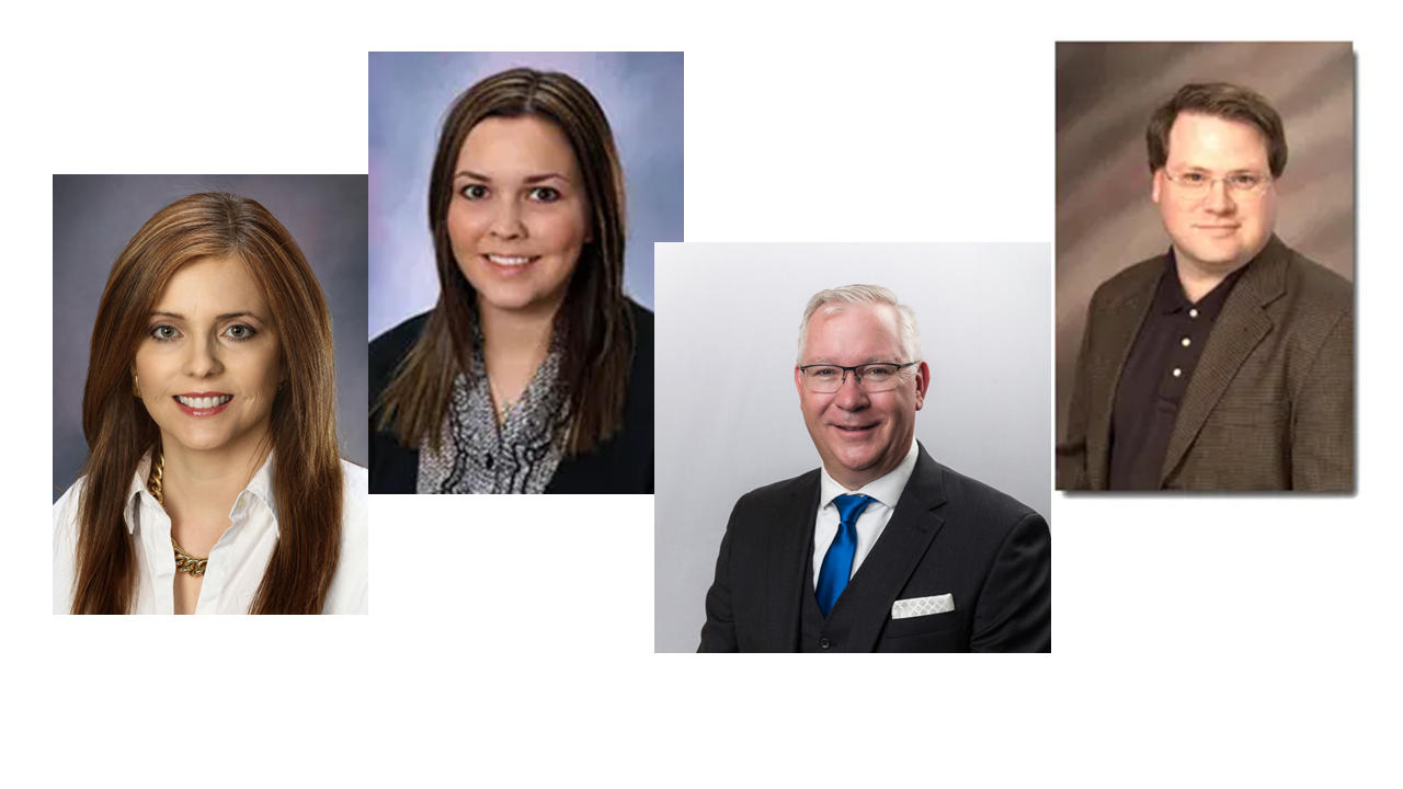 Four FHSU RCOBE faculty of the year recipients are from left: Dr. Emily Breit, Dr. Rachel Dolechek, Dr. Anthony Gabel, and Mr. Stephen Schleicher