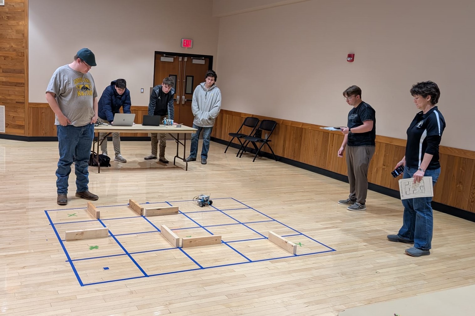 Science Olympiad high school participants compete in one of the robot challenges.