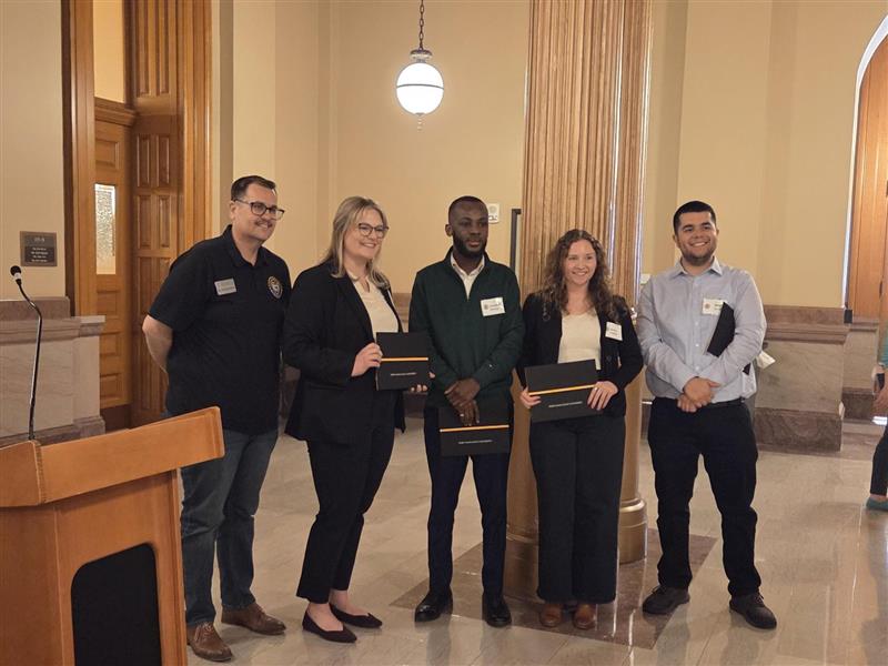 Left to right: Dr. Keith Bremer, Chelsea Wildman, Jonathan Owusu, Hanna Fontes, and Raul Ayala