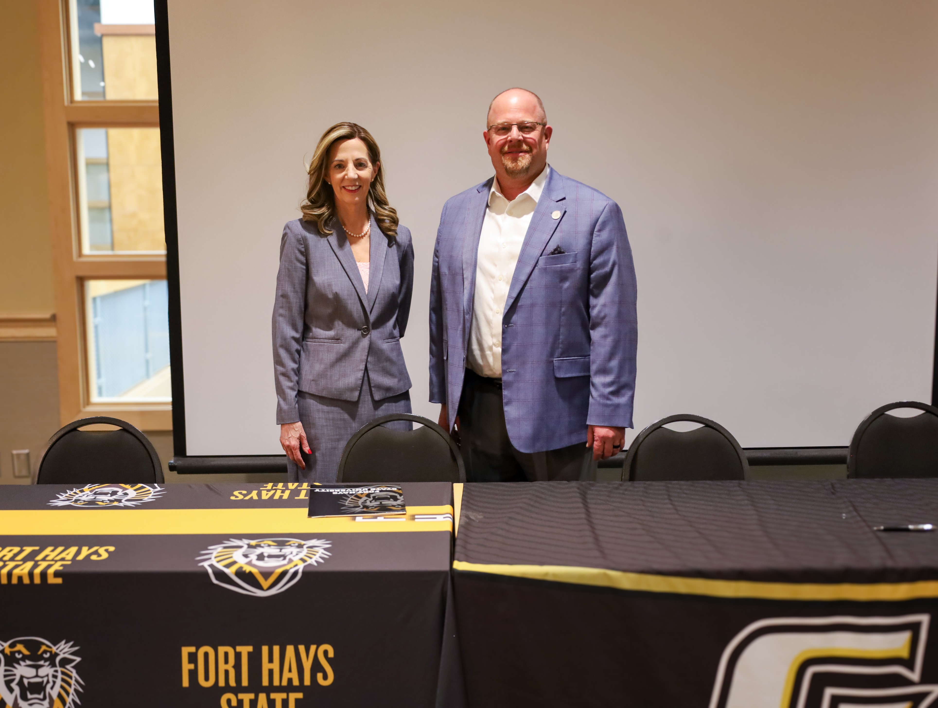 Fort Hays State University President Tisa Mason, along with Garden City Community College President Ryan Ruda at MOU signing event in Garden City. 