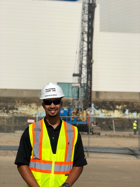 Isaiah Blackmon on a construction site.