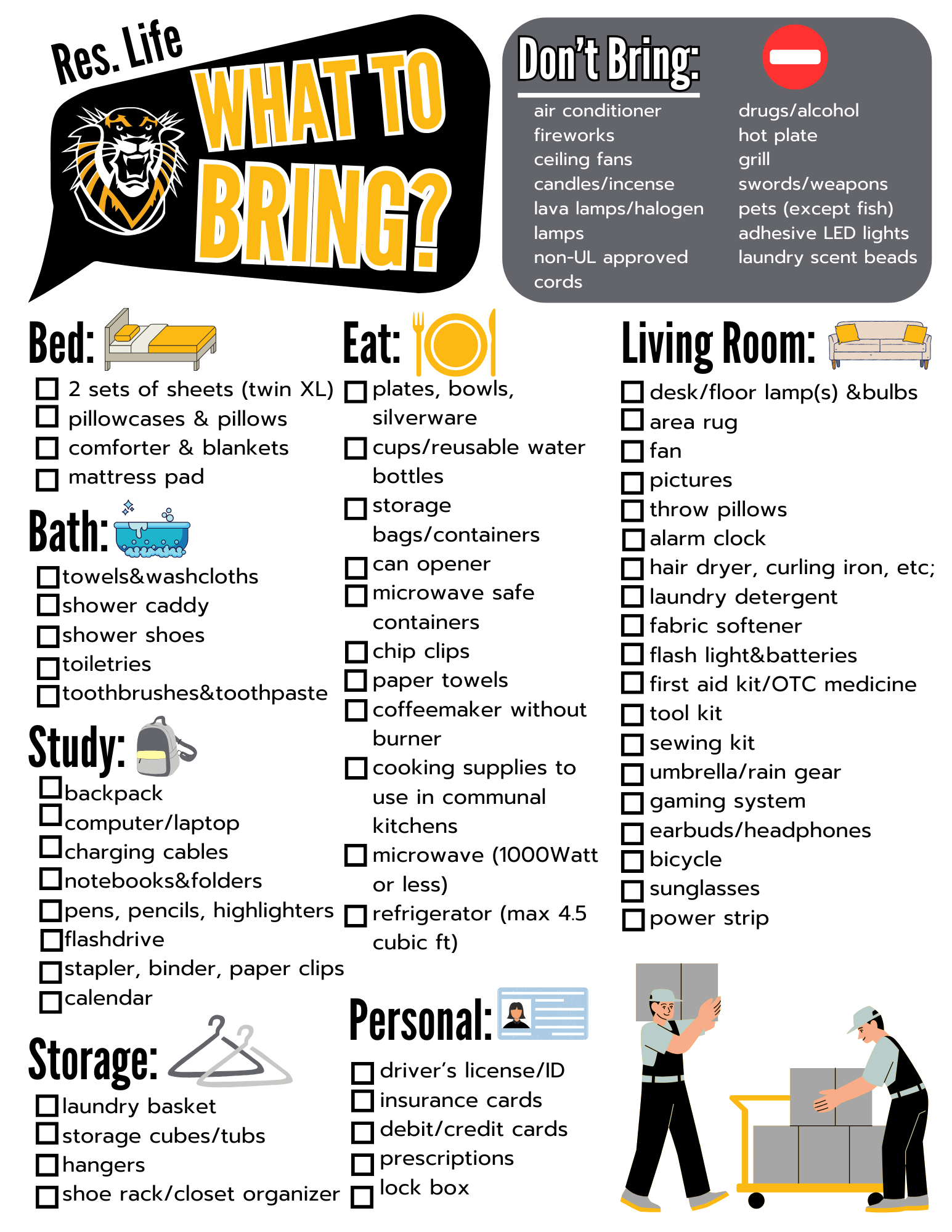 What to Bring Checklist