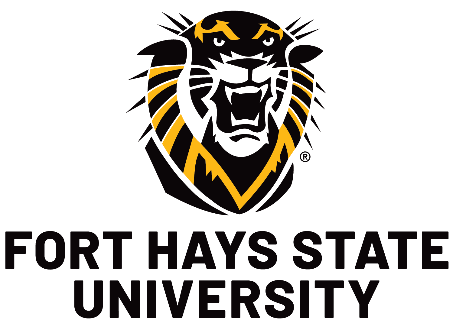 FHSU logo - 2-color, black text - lockdown centered