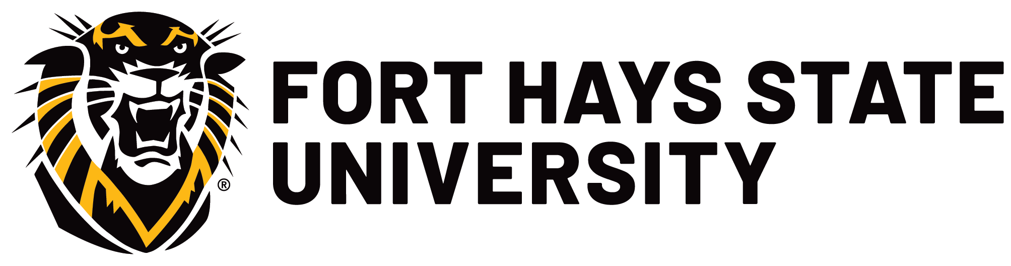 FHSU logo - 2-color, black text - lockdown left