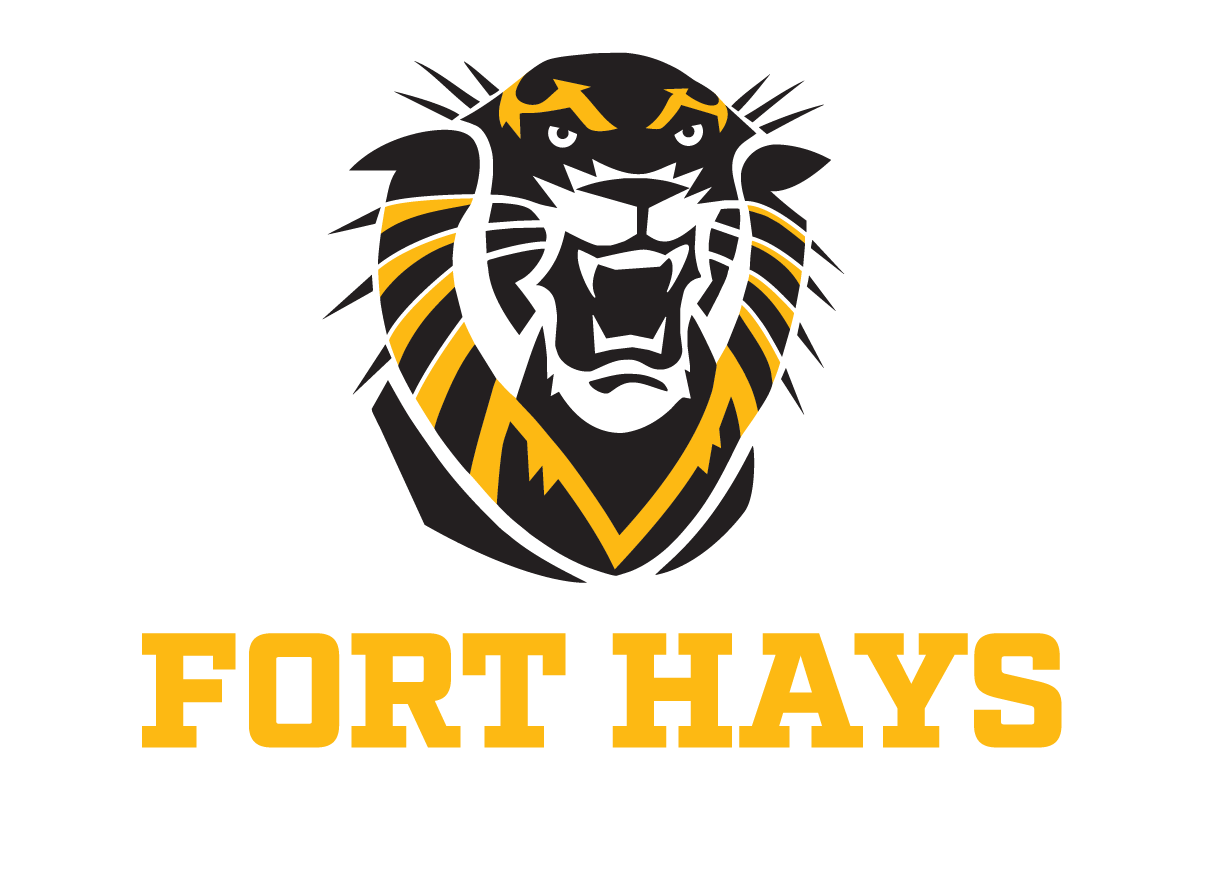 FHSU logo - 2-color, gold & white text - lockdown centered slab