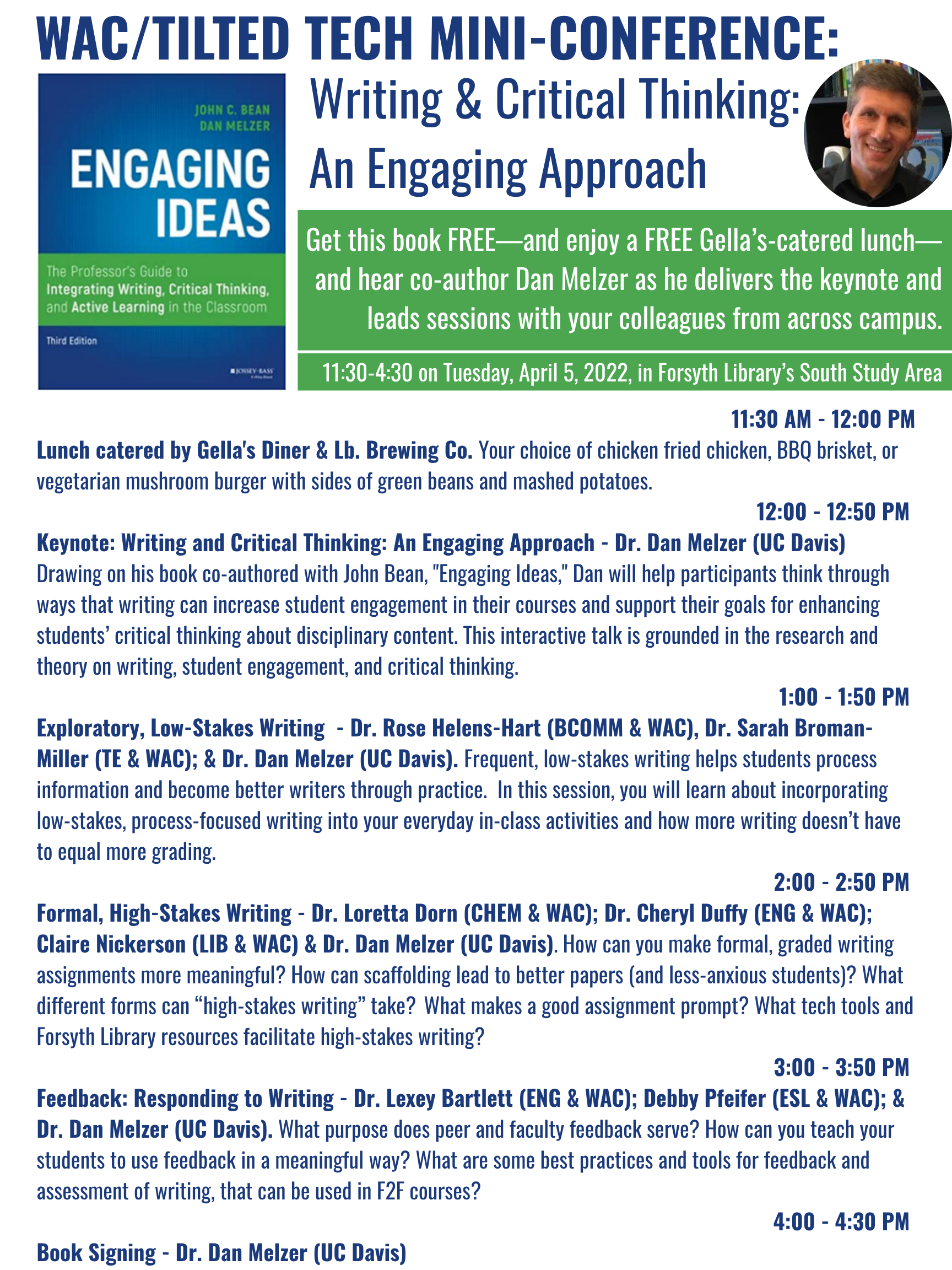 Image of the paper flier that advertises the schedule of events of the 2022 mini-conference.